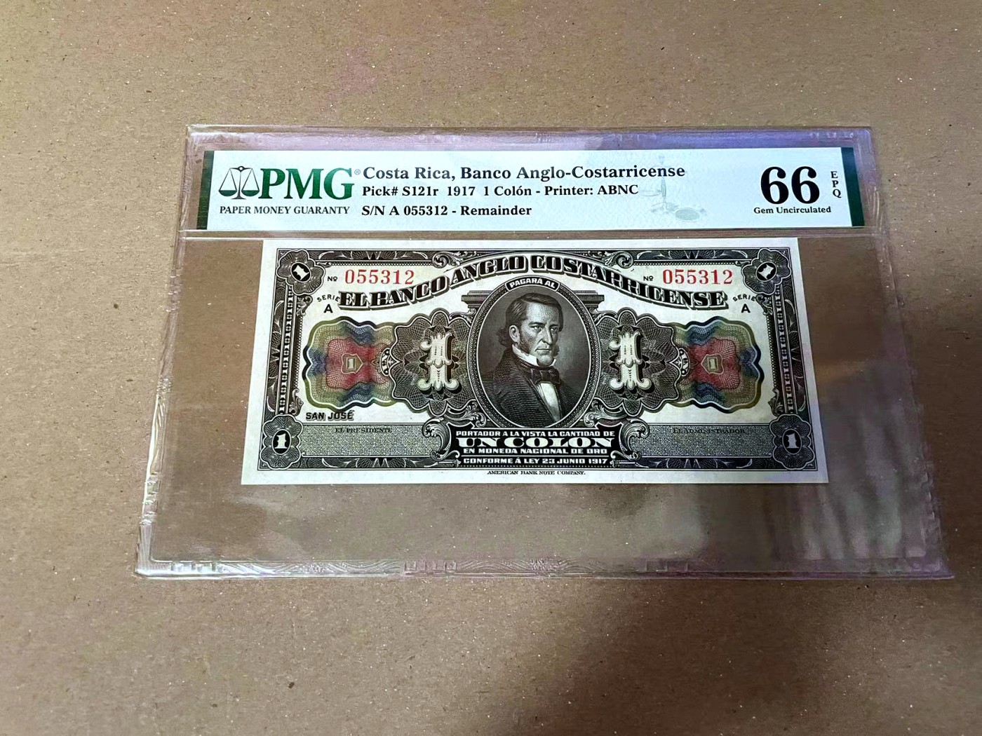 【Blue Auction】✨世界纸币精拍第468期【精】 【无47 A冠】哥斯达黎加 1917年1克朗 PMG66EPQ 