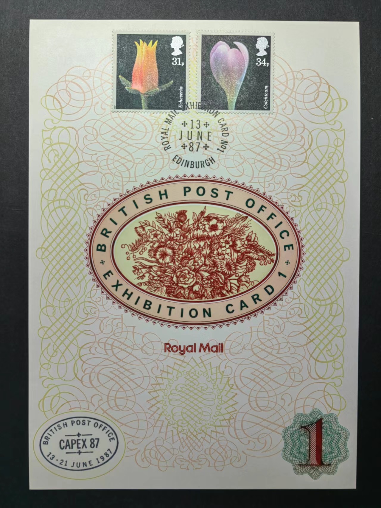多国邮品✌（拍卖专场）精品🔥专场 第63场 英国摄影花卉-展览卡（中间花雕刻版）
