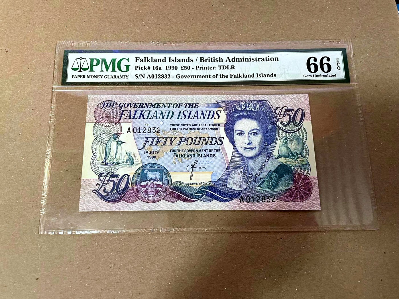 【Blue Auction】✨世界纸币精拍第468期【精】 【A冠无47】福克兰群岛 1990年50镑 最高值 PMG66EPQ 女王