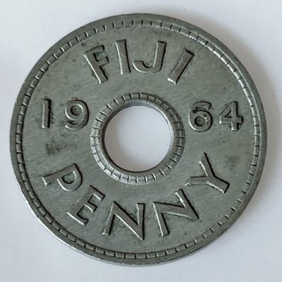海外回流1元起拍小铺 各国钱币散币场 第11期 - 1964年斐济1便士圆孔硬币