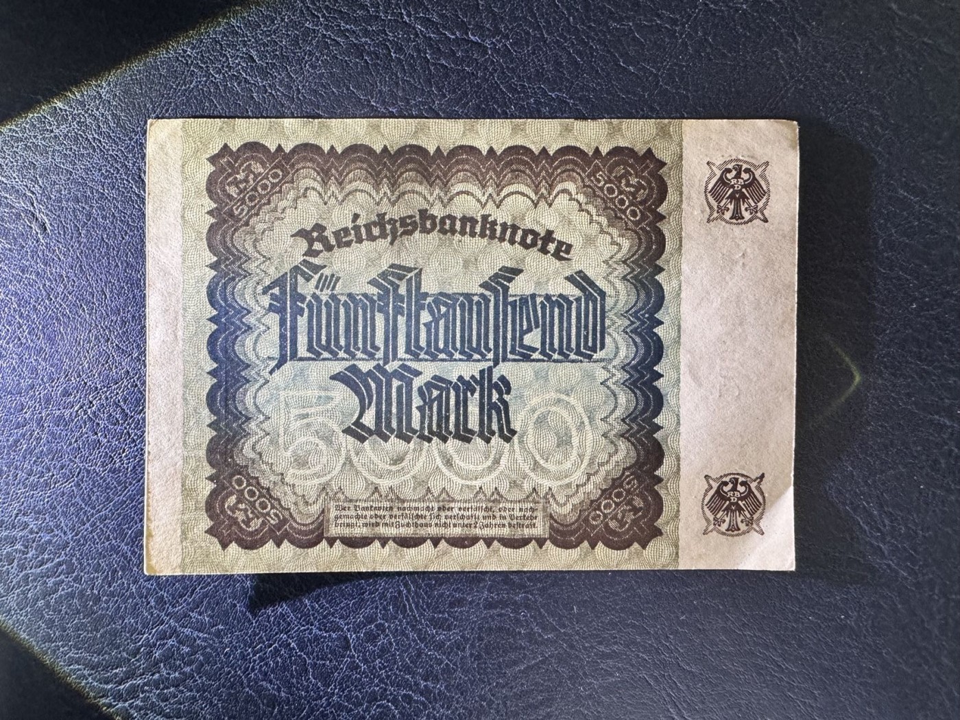 收藏联盟Quantum Auction 第341期拍卖  德国1922年5000马克 品相UNC- 细节如图