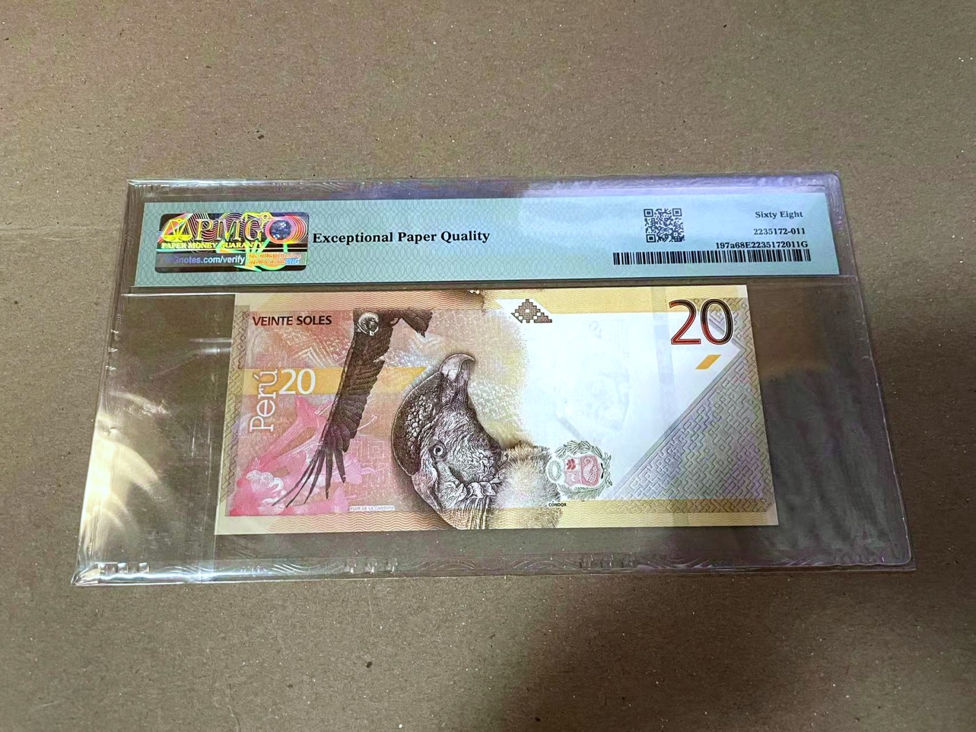 【Blue Auction】✨世界纸币精拍第468期【精】 【AA无47】秘鲁 2019年20索尔 PMG68EPQ 超高分