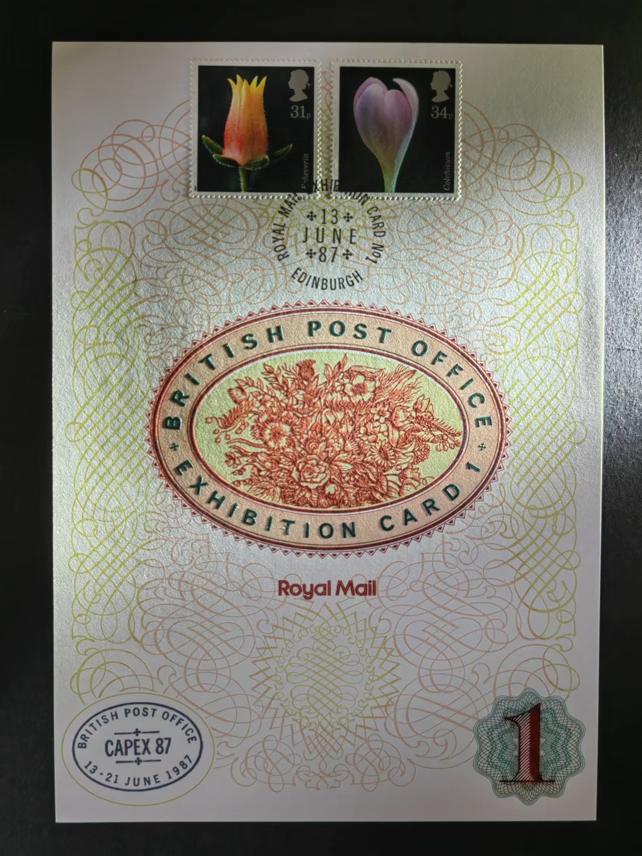 多国邮品✌（拍卖专场）精品🔥专场 第63场 英国摄影花卉-展览卡（中间花雕刻版）