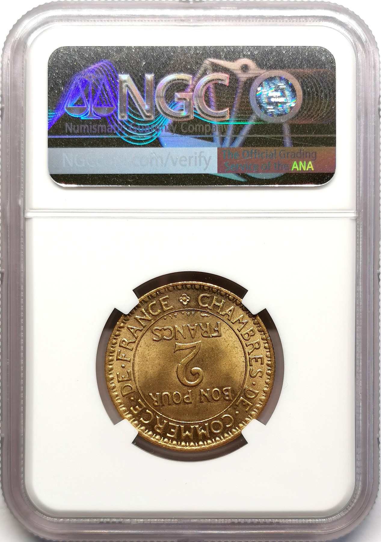 凡希社世界钱币微拍第二百六十七期 1923法国2法郎NGC-MS65