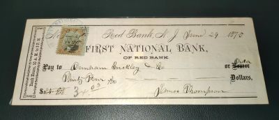 早期美国银行支票？ 1875年？实物图 - 早期美国银行支票？ 1875年？实物图
