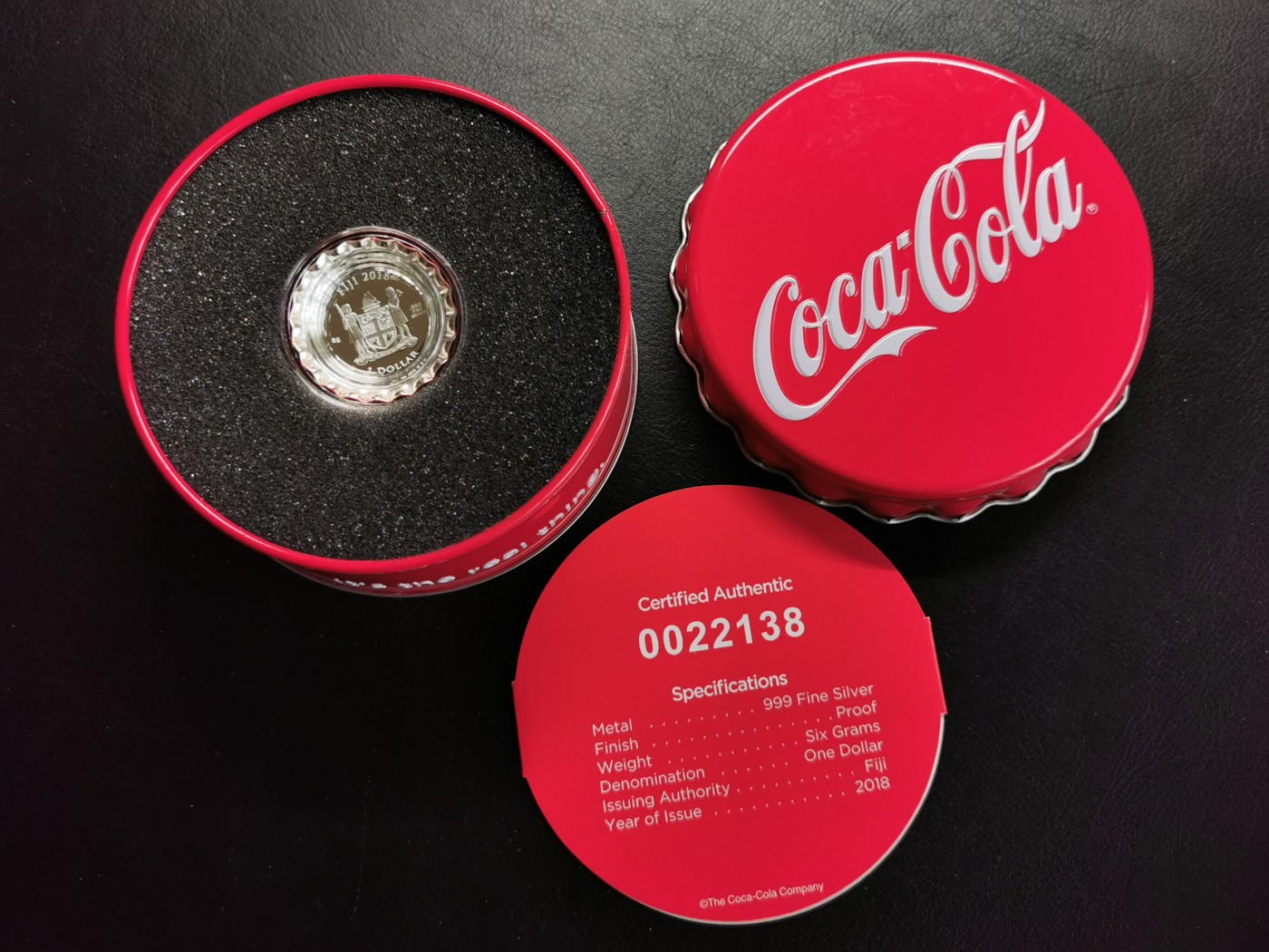 凡希社世界钱币微拍第二百六十七期 2018斐济可乐瓶盖dollar银币原厂包装！