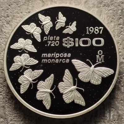 0起1加-纯粹捡漏拍-316银币套币场 - 墨西哥1987年100比索WWF组织25周年帝王蝶精制纪念银币