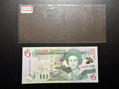 八十四场 - 东加勒比5$，老版本女王！品相unc！蒙特塞拉特出品！少见国家！最特殊的荧光和防伪