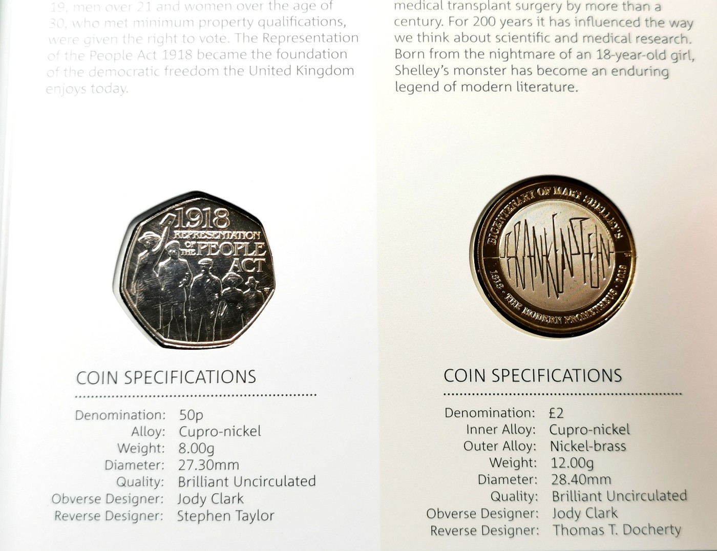 凡希社世界钱币微拍第二百六十七期 2018英国硬币年册13枚套，5镑*1，2镑*3，50便士*1