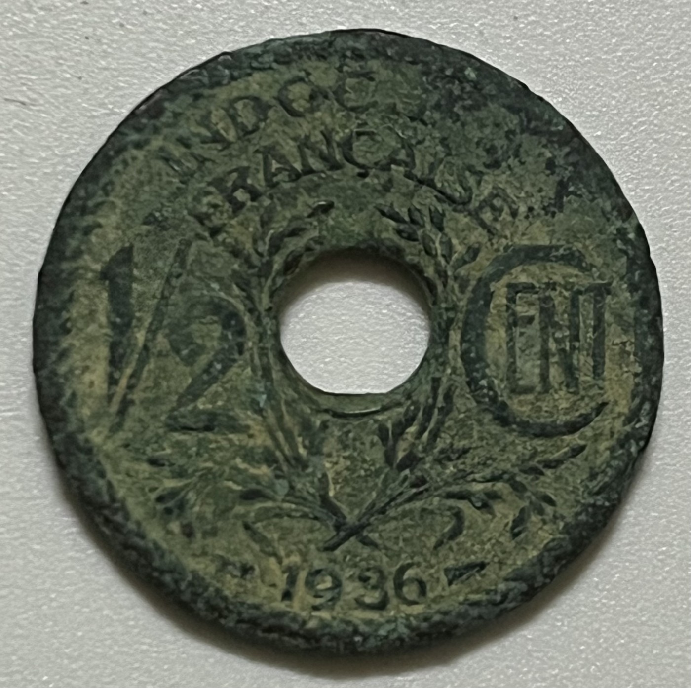 神仙姐姐散币好品专场第三十六期（无佣金满邮自动发出 1936年 法属印度支那 1/2分