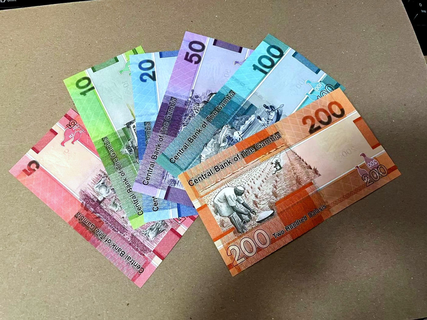 【Blue Auction】✨世界纸币精拍第468期【精】 【一组6张A冠66尾二同 含666豹子号】冈比亚 5-200达拉西 全新UNC 动物套 