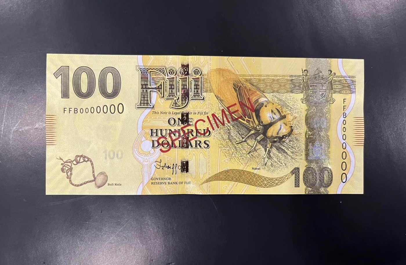 收藏联盟Quantum Auction 第341期拍卖  斐济2013年版100元全0样票 品相全新UNC 大金蝉