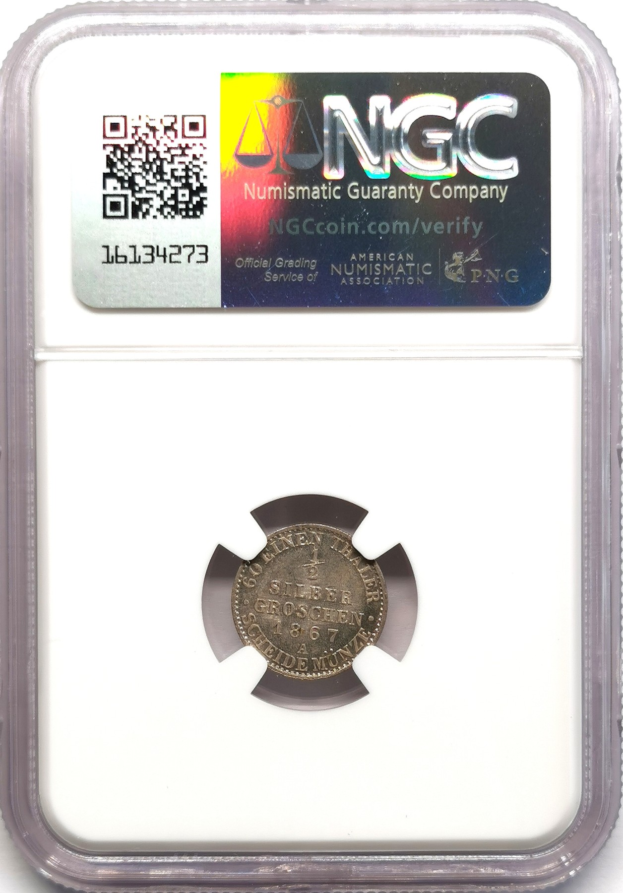 凡希社世界钱币微拍第二百六十七期 1867A普鲁士1/2SG银辅币NGC-MS64