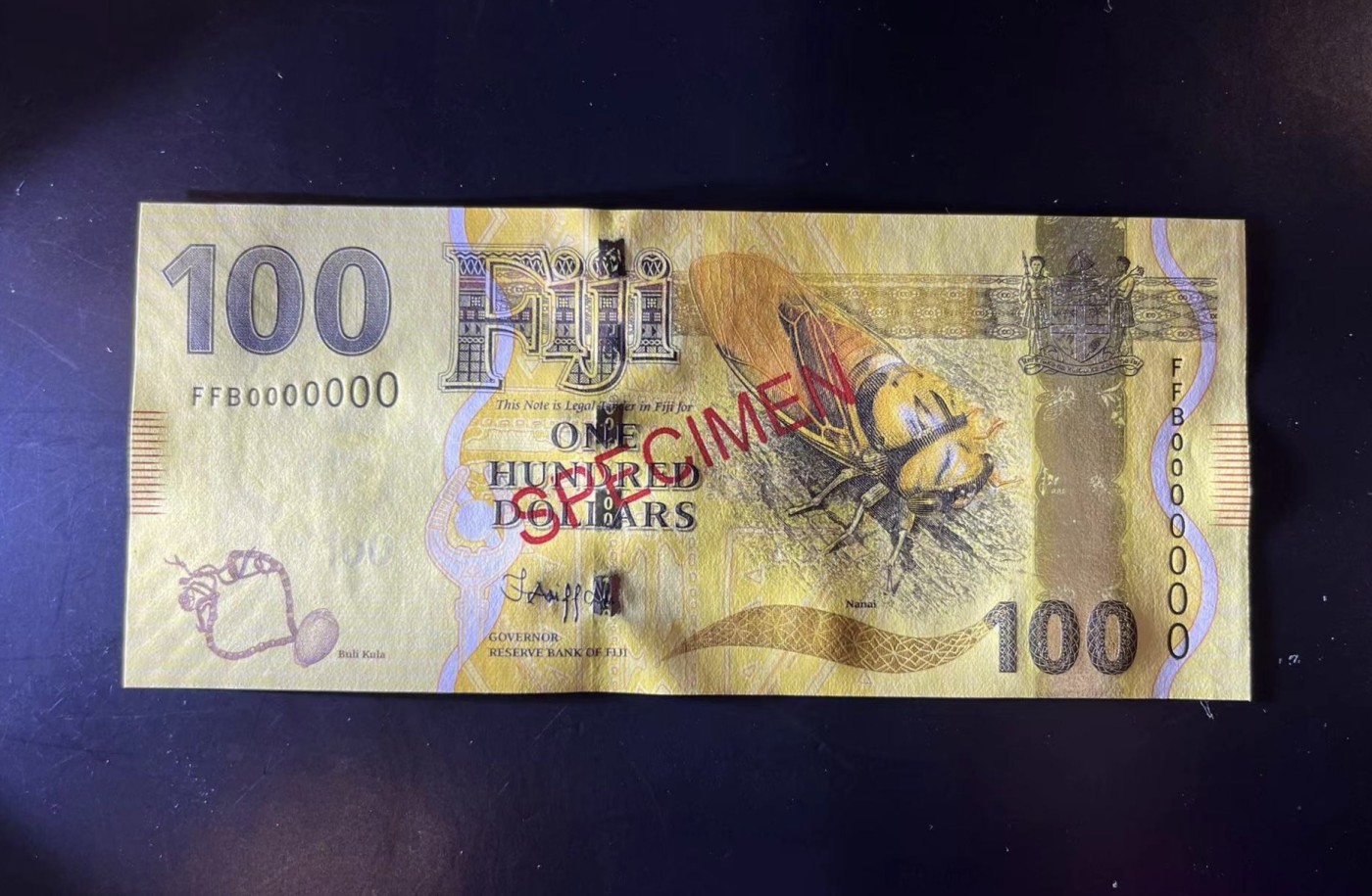 收藏联盟Quantum Auction 第341期拍卖  斐济2013年版100元全0样票 品相全新UNC 大金蝉