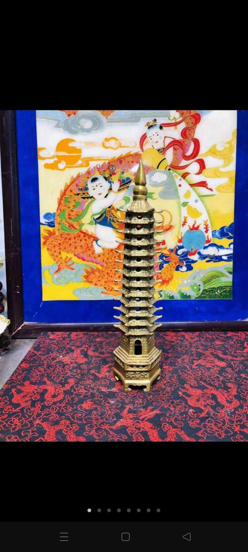 早期 铜 文昌塔一座！里带天然紫水晶！十分有意思！寓意好！居家摆放 学业有成！步步高升！陈设摆放精品！塔重二斤左右！水晶不小13公分！内有乾坤！收藏精品！