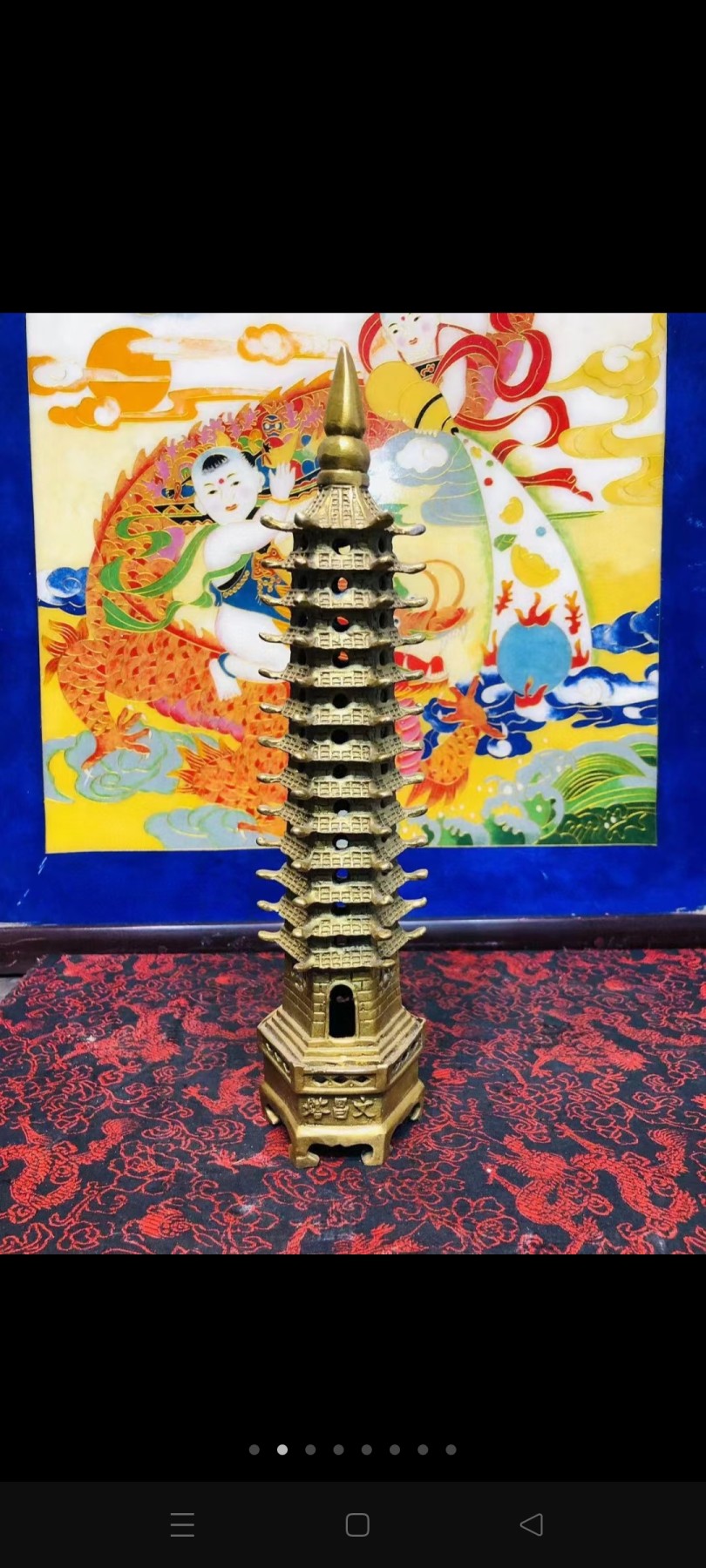 早期 铜 文昌塔一座！里带天然紫水晶！十分有意思！寓意好！居家摆放 学业有成！步步高升！陈设摆放精品！塔重二斤左右！水晶不小13公分！内有乾坤！收藏精品！