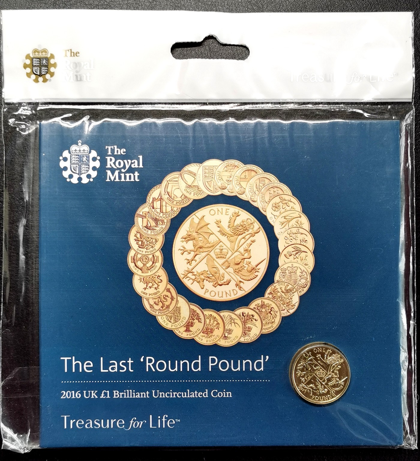凡希社世界钱币微拍第二百六十七期 2016英国最后的圆形纪念1镑原厂包装！