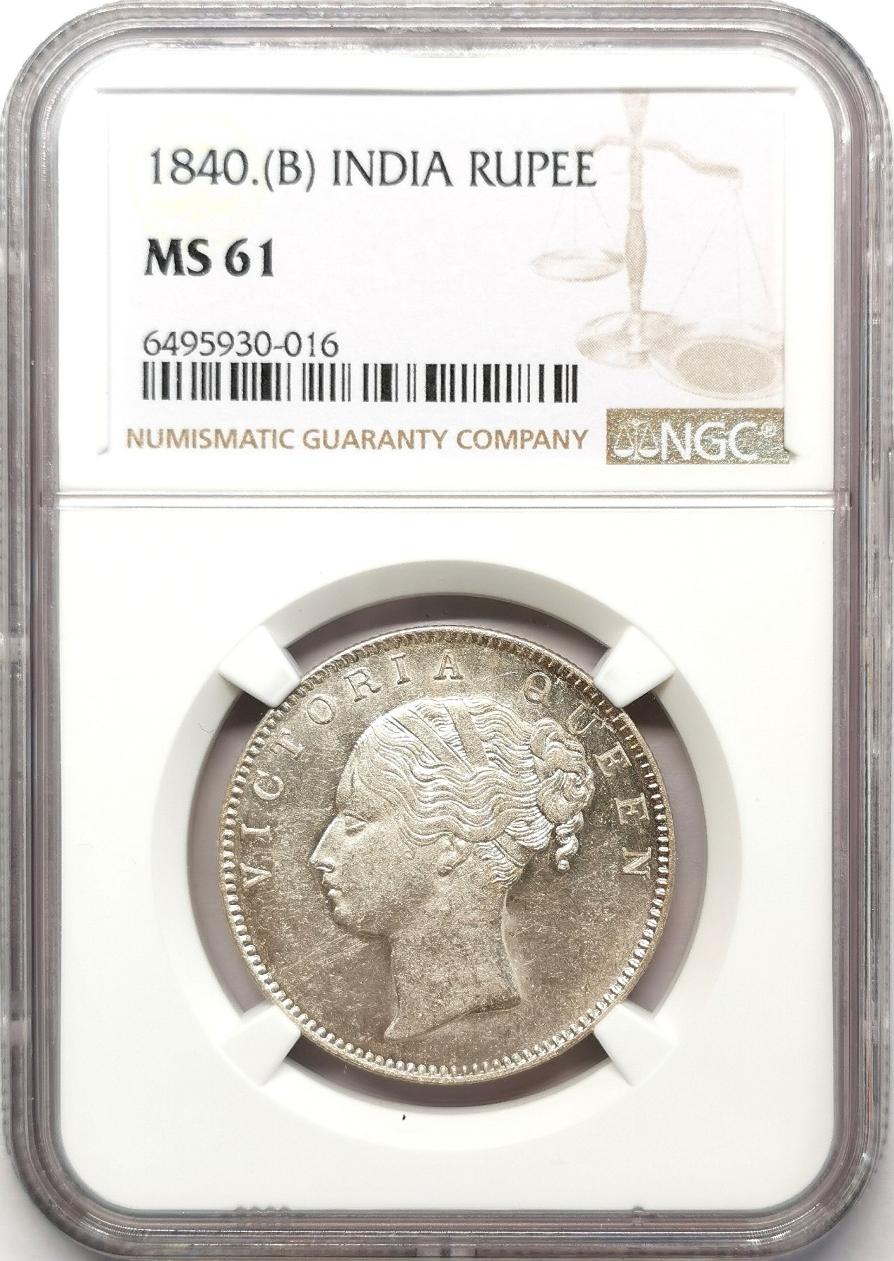 凡希社世界钱币微拍第二百六十七期 1840东印度公司小维卢比NGC-MS61，印度式头像！