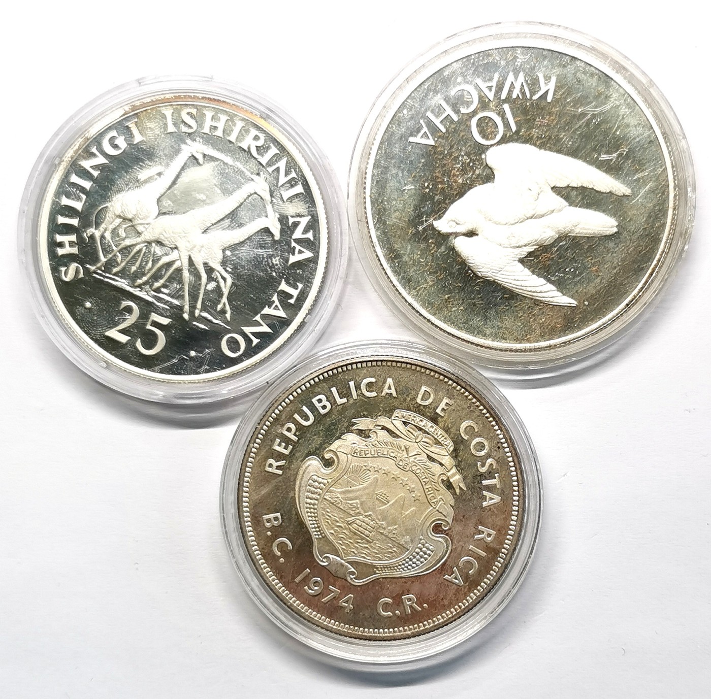 凡希社世界钱币微拍第二百六十七期 坦桑尼亚赞比亚哥斯达黎加精铸大银三枚一组有氧化