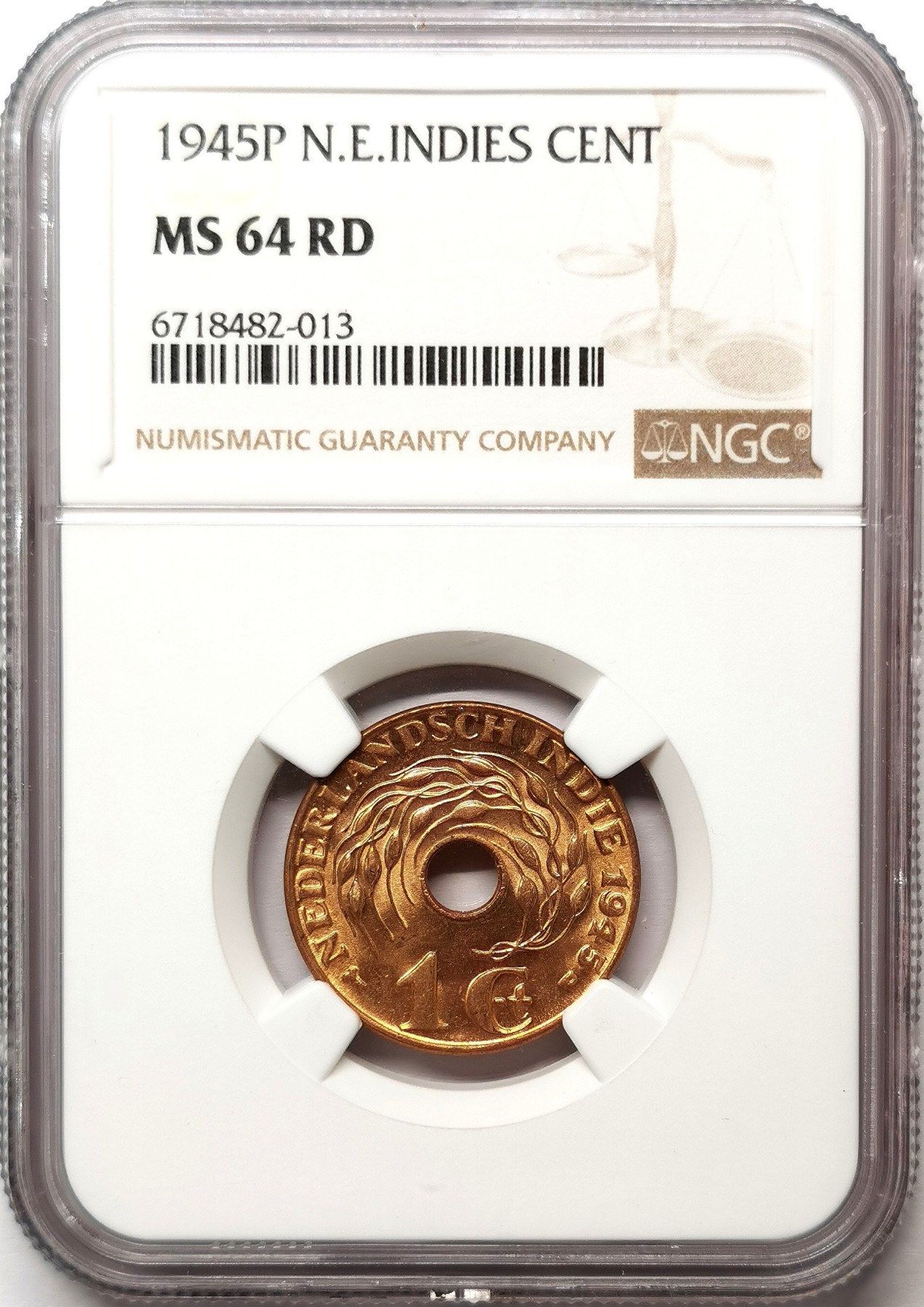凡希社世界钱币微拍第二百六十七期 1945P荷属东印度1分NGC-MS64