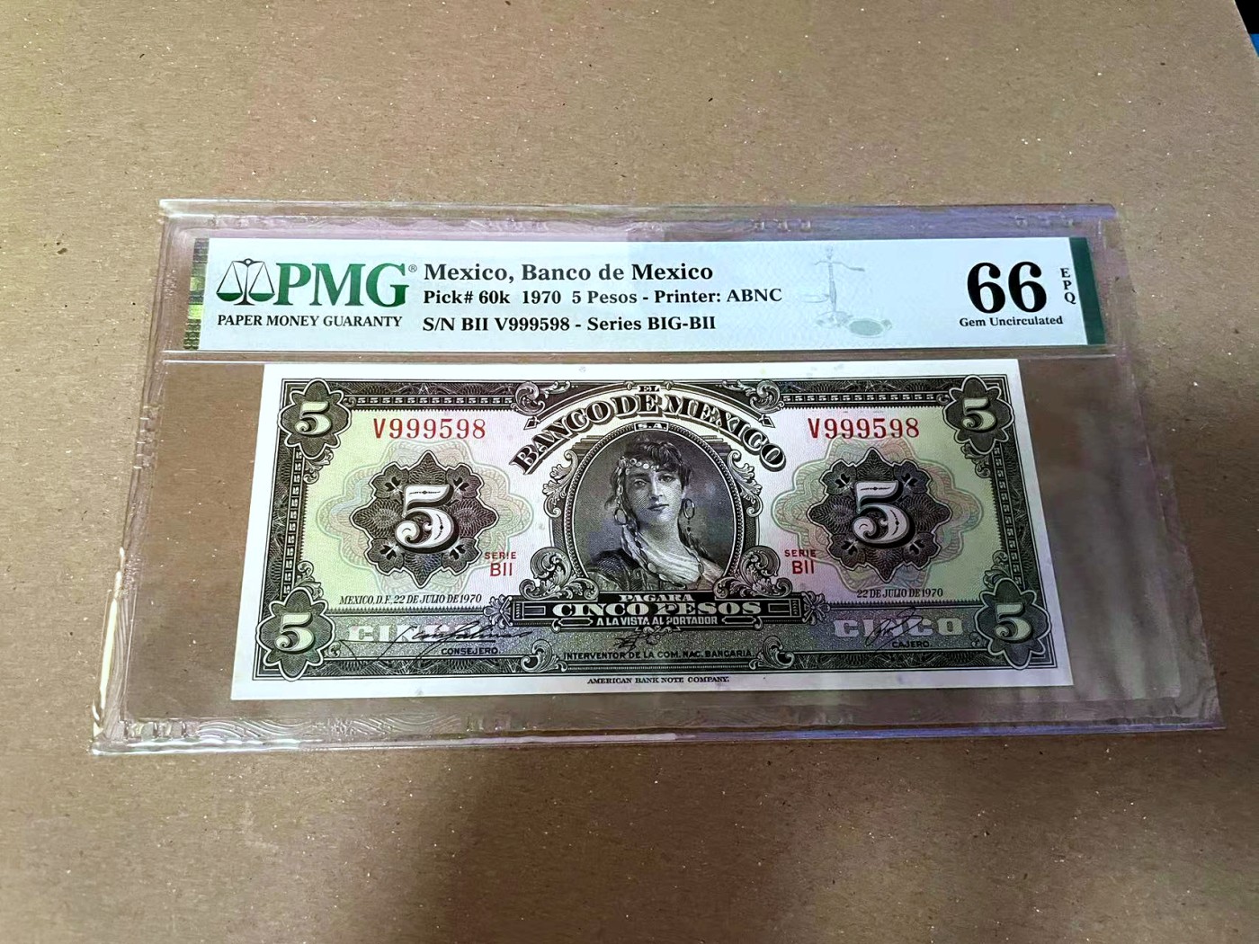 【Blue Auction】✨世界纸币精拍第468期【精】 【一组6张 999598全同号】墨西哥 1967-73年1-100比索 PMG67EPQ-66EPQ 设计精美