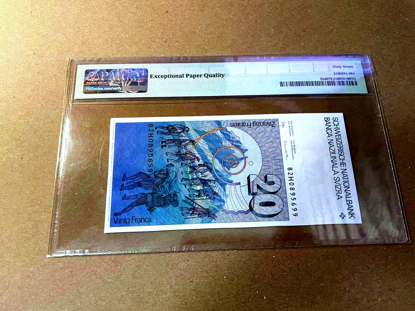 【Blue Auction】✨世界纸币精拍第468期【精】  【无47】瑞士 1982年20法郎 PMG67EPQ 高分