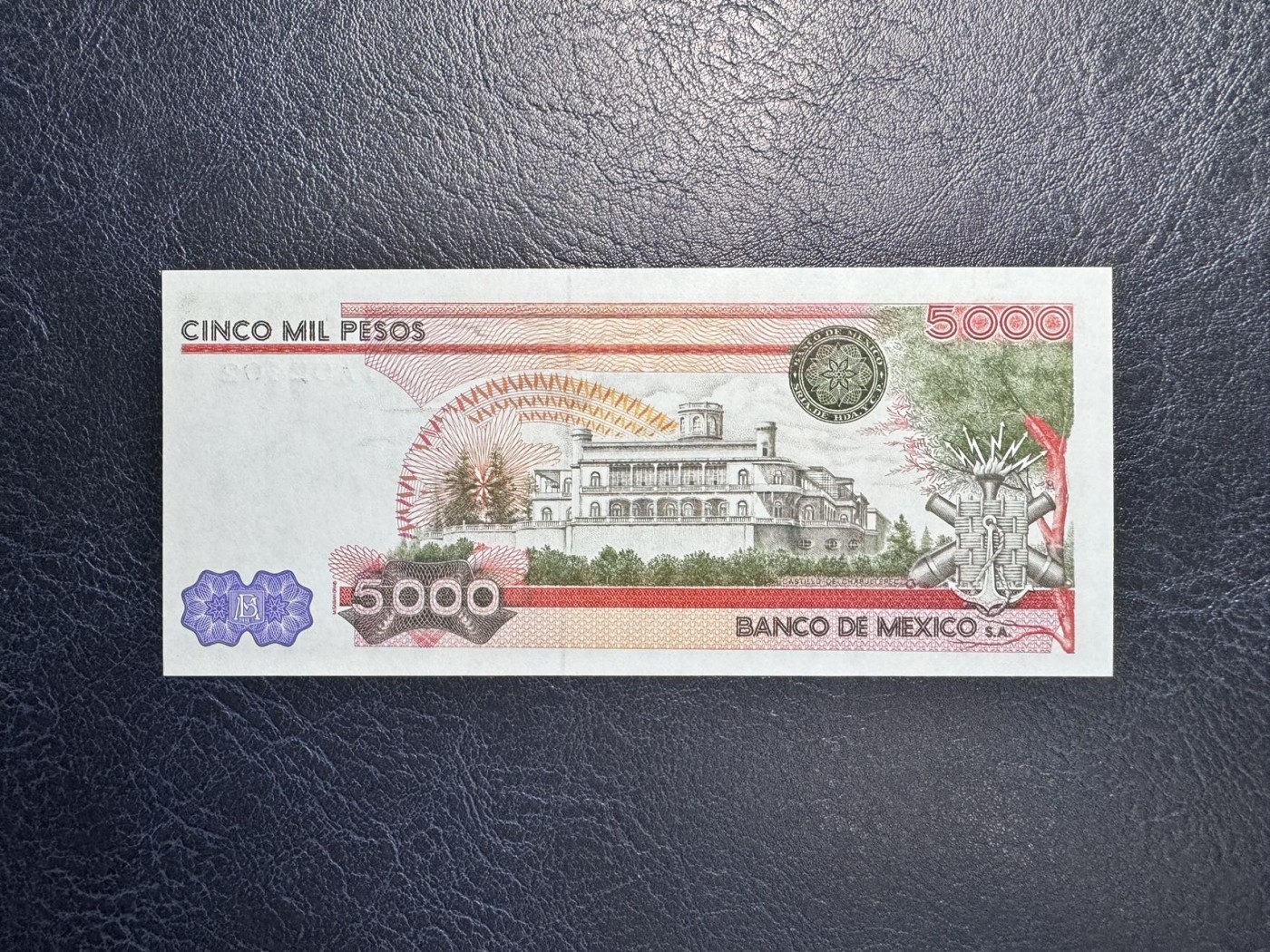 收藏联盟Quantum Auction 第341期拍卖  墨西哥1980年5000比索 品相全新UNC 首发冠 稀少 票面自然油墨收缩 查普特佩克城堡