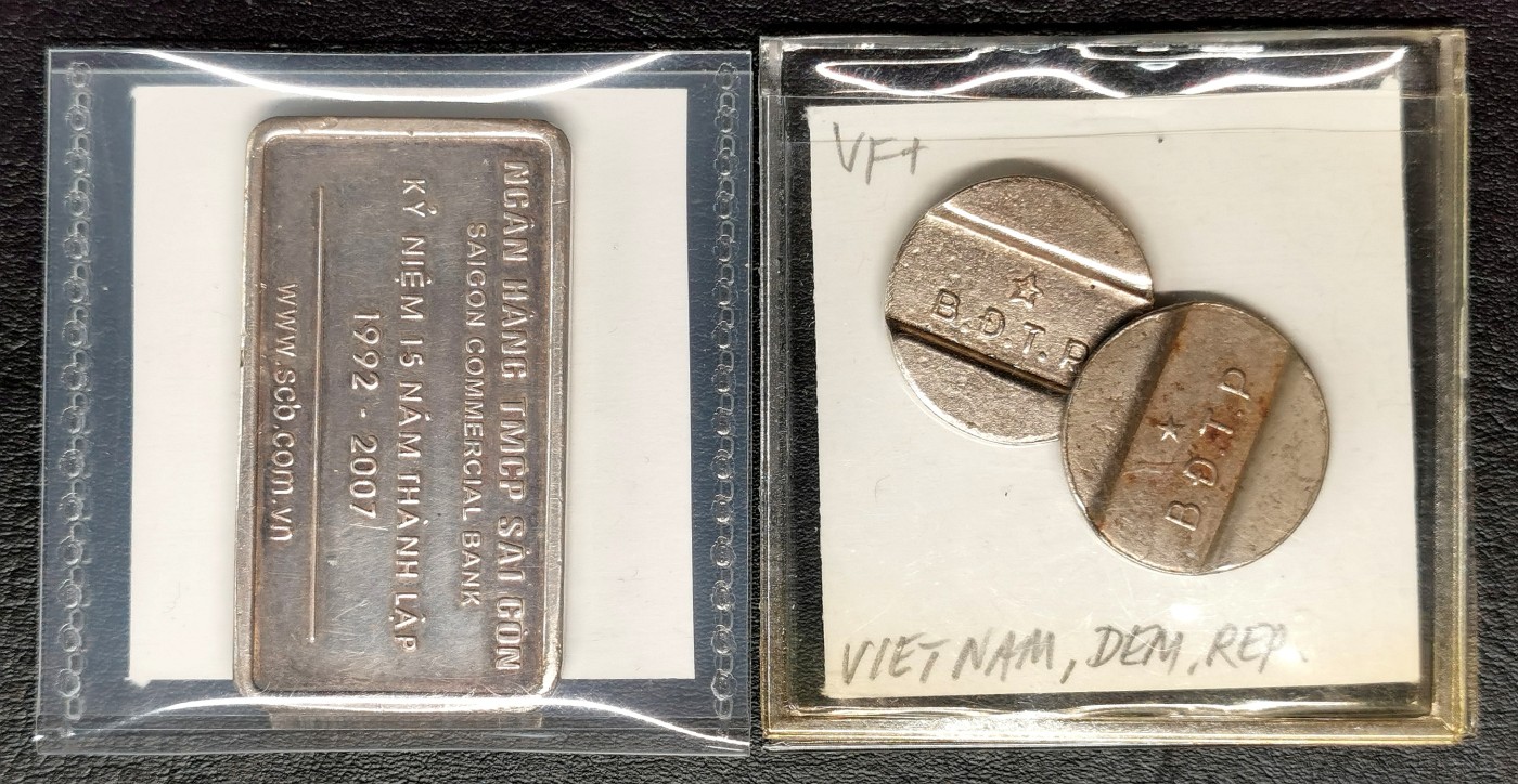 凡希社世界钱币微拍第二百六十七期 越南西贡商业银行1盎司银章+代币两枚