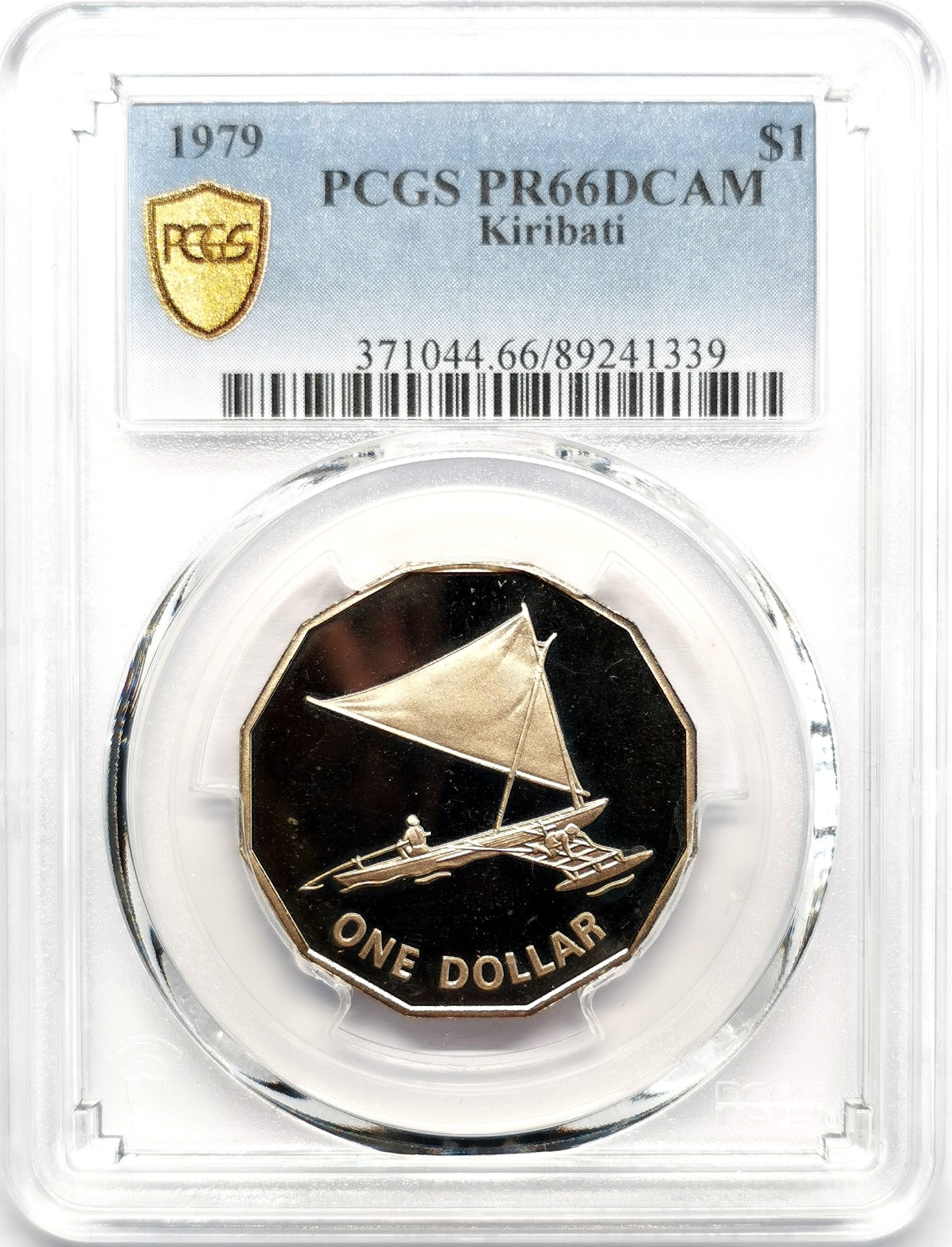 凡希社世界钱币微拍第二百六十七期 1979基里巴斯支腿帆船Dollar精铸PCGS-PR66DCAM