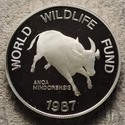 0起1加-纯粹捡漏拍-316银币套币场 - 菲律宾1987年200比索WWF组织25周年民都洛水牛克朗型精制纪念银币