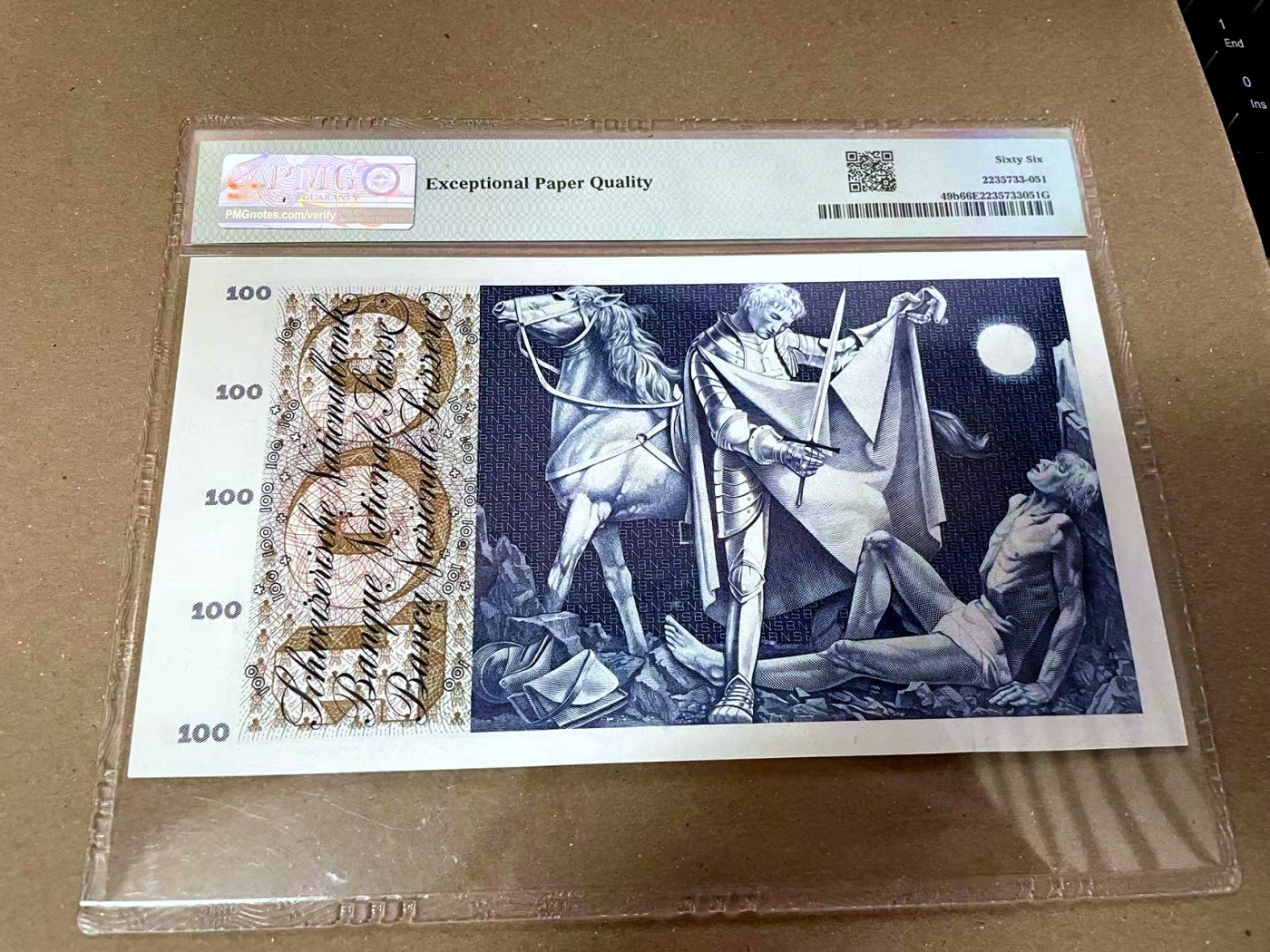 【Blue Auction】✨世界纸币精拍第468期【精】 瑞士 1957年100法郎 圣马丁割袍 PMG66EPQ 大票幅