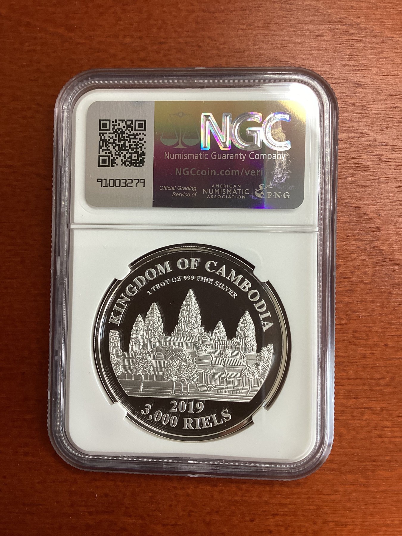 长老汇龙年精选第四场 2019 柬埔寨猪年生肖3000瑞尔精制银币，NGC PF69UC，更高分仅有15枚，带证书，1万枚