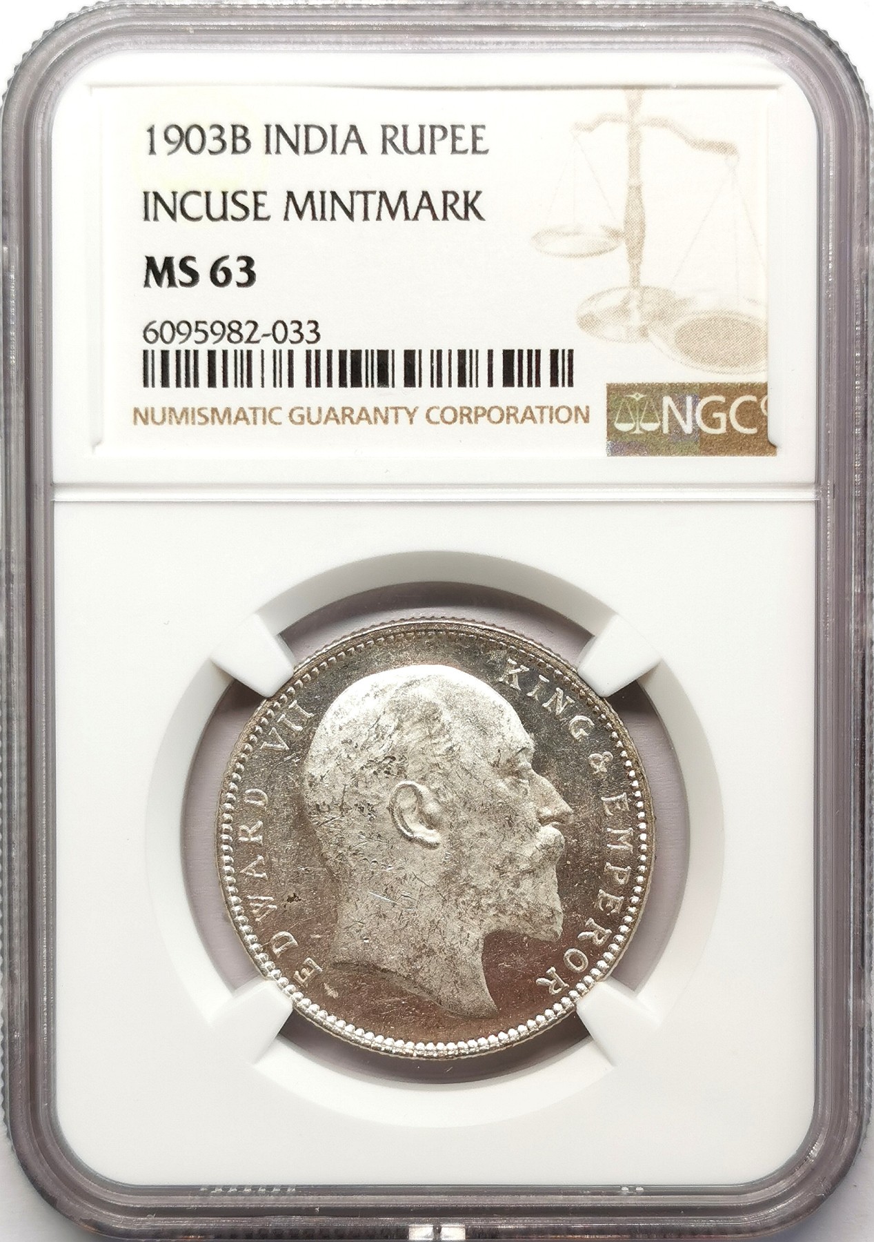 凡希社世界钱币微拍第二百六十七期 1903B英属印度爱七卢比NGC-MS63