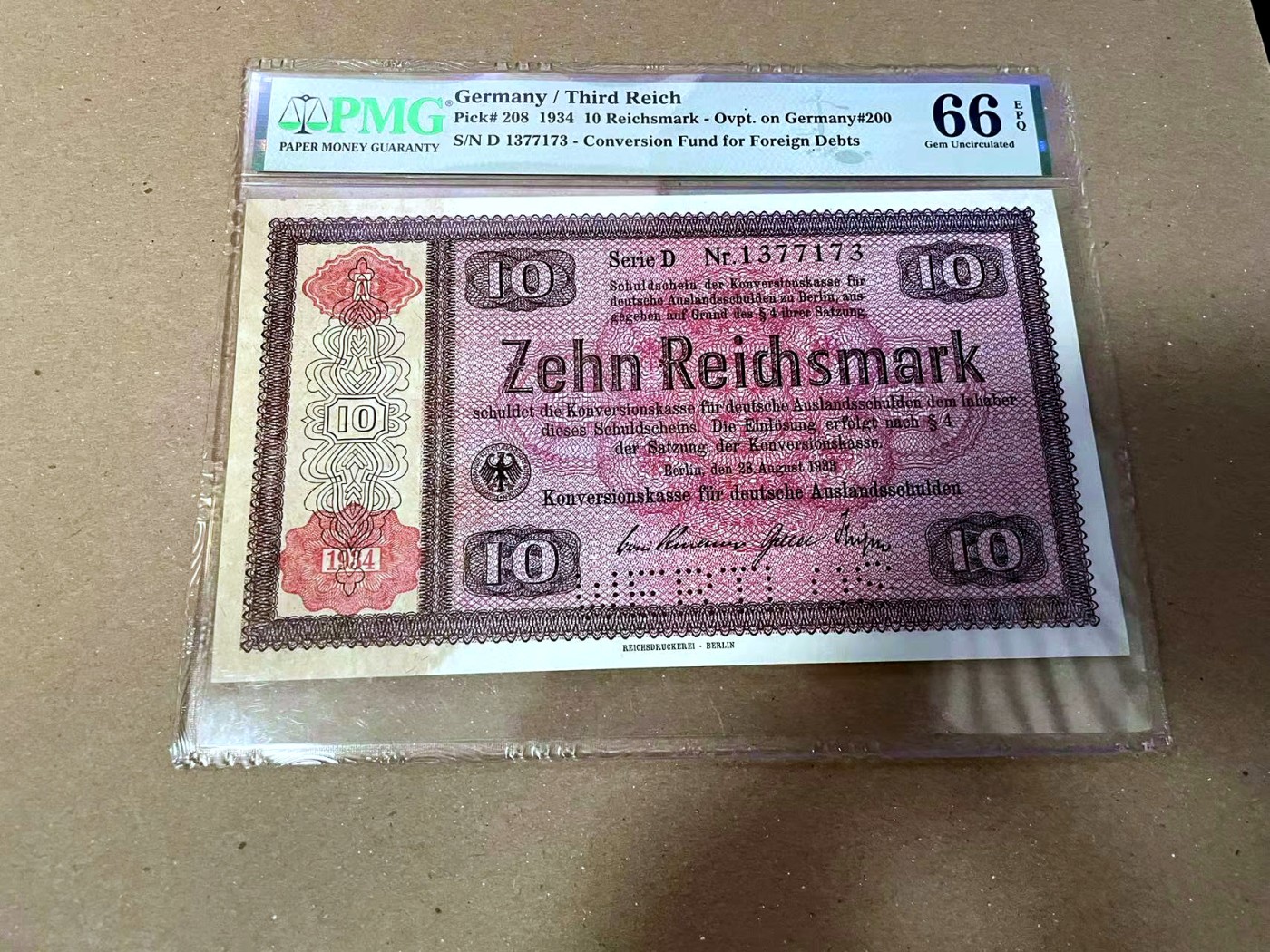 【Blue Auction】✨世界纸币精拍第468期【精】 【冠军分】德国 1934年10马克 PMG66EPQ 大票幅 