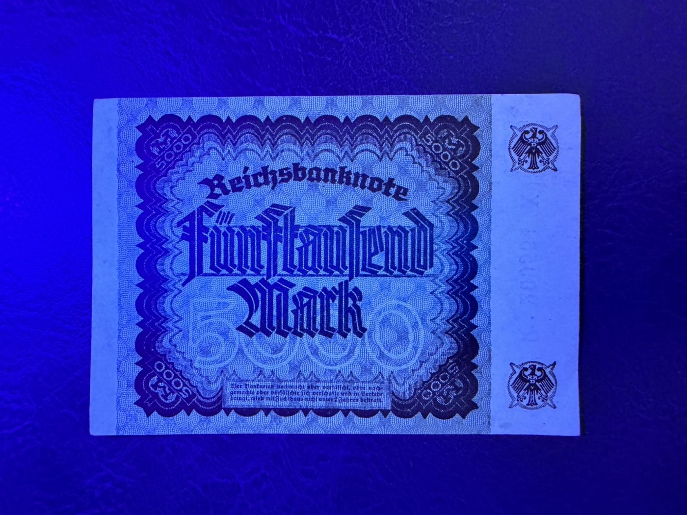 收藏联盟Quantum Auction 第341期拍卖  德国1922年5000马克 品相UNC- 细节如图