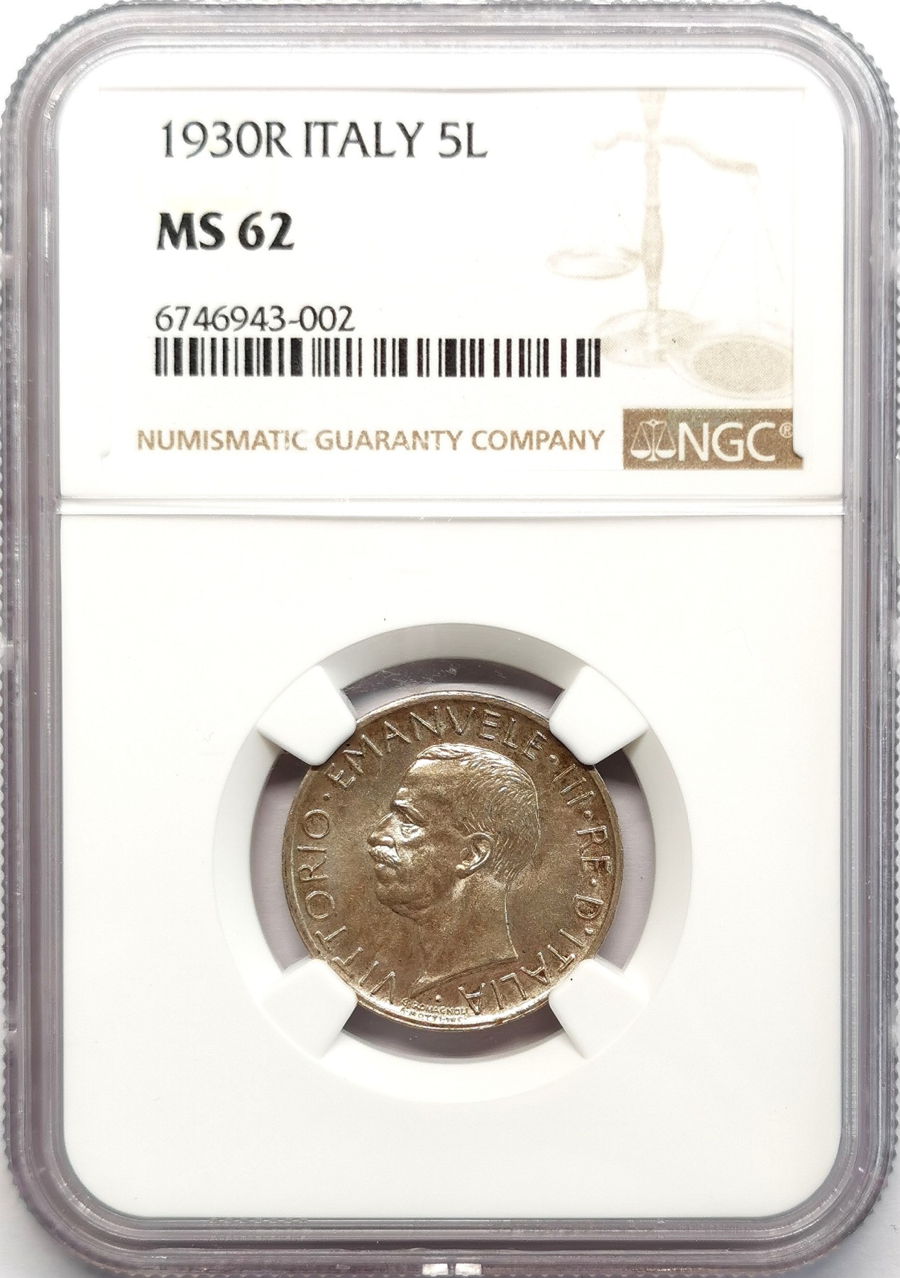 凡希社世界钱币微拍第二百六十七期 1930R意大利5里拉银币NGC-MS62