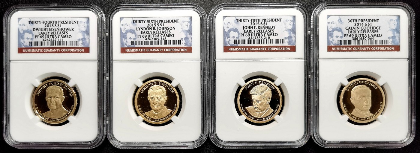 凡希社世界钱币微拍第二百六十七期 2015美国总统纪念壹元四枚套NGC-PR69UC