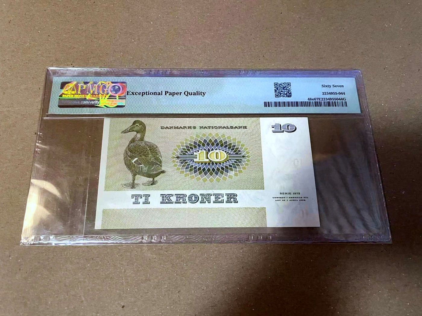 【Blue Auction】✨世界纸币精拍第468期【精】 丹麦 1975年10克朗 PMG67EPQ高分