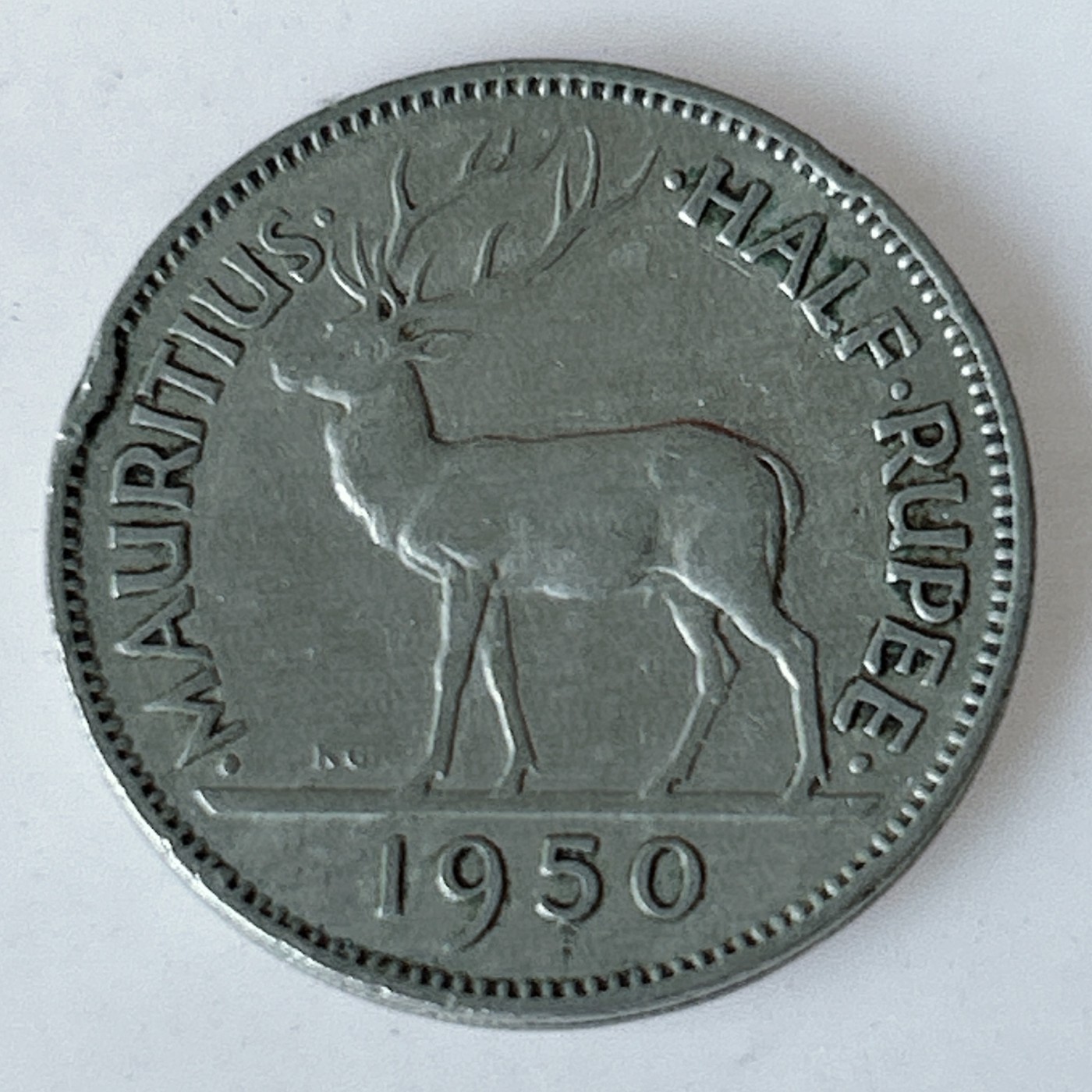 海外回流1元起拍小铺 各国钱币散币场 第11期 英属毛里求斯1950年半卢比 乔五