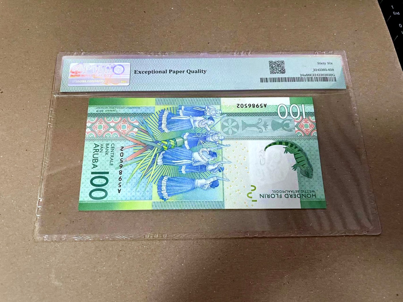 【Blue Auction】✨世界纸币精拍第468期【精】 【A冠无47 获奖钞】阿鲁巴 2019年100弗罗林 大蜥蜴 PMG66EPQ 