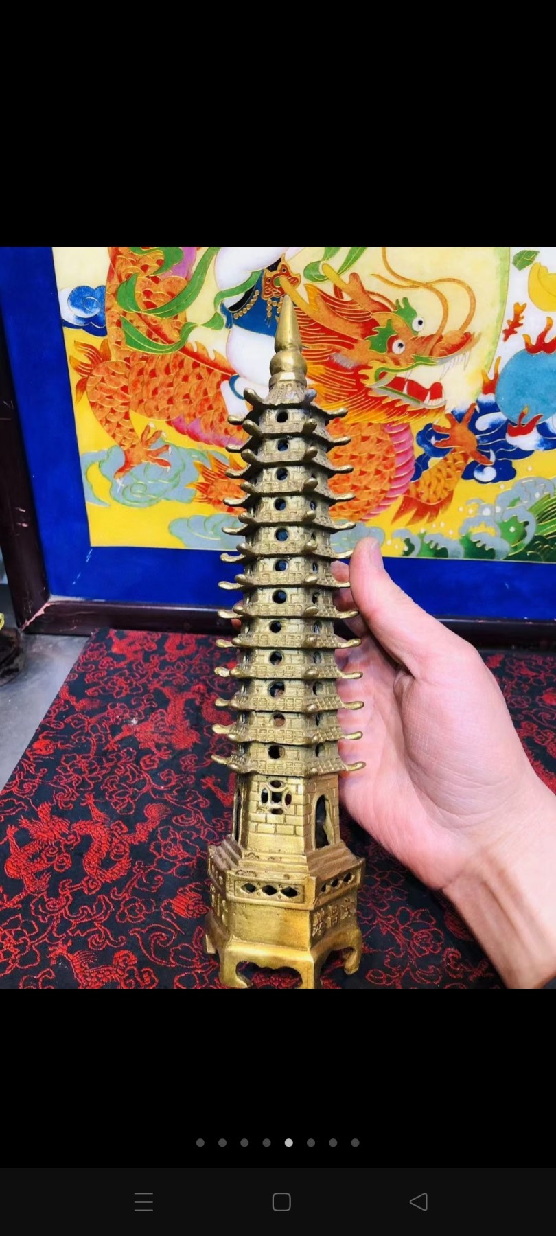早期 铜 文昌塔一座！里带天然紫水晶！十分有意思！寓意好！居家摆放 学业有成！步步高升！陈设摆放精品！塔重二斤左右！水晶不小13公分！内有乾坤！收藏精品！