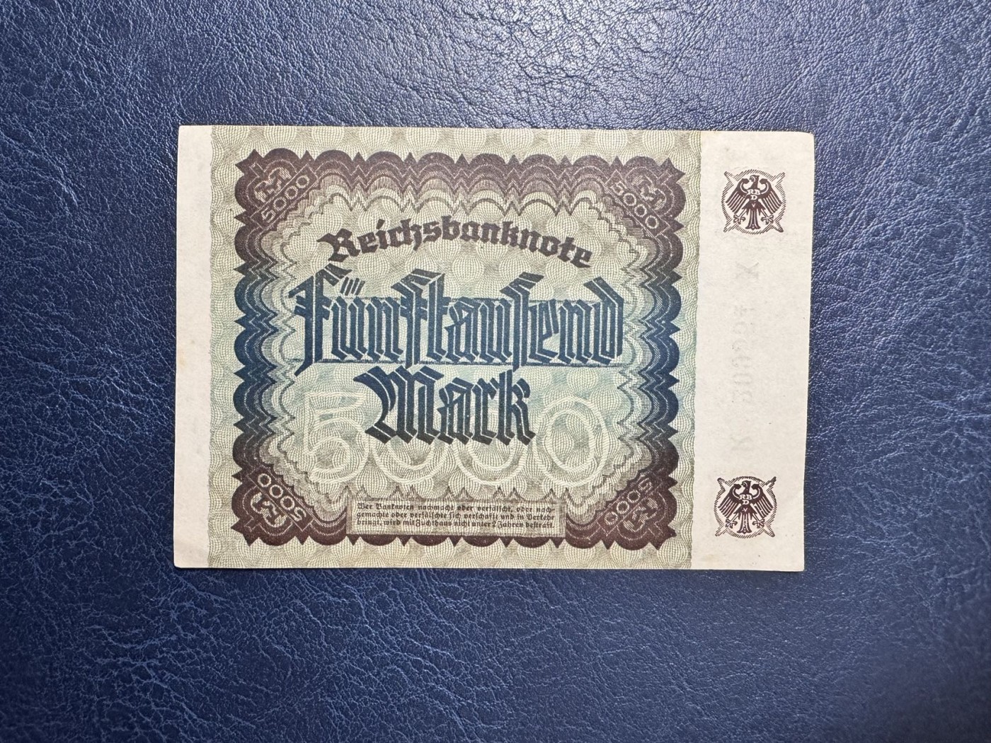 收藏联盟Quantum Auction 第341期拍卖  德国1922年5000马克 品相UNC- 细节如图