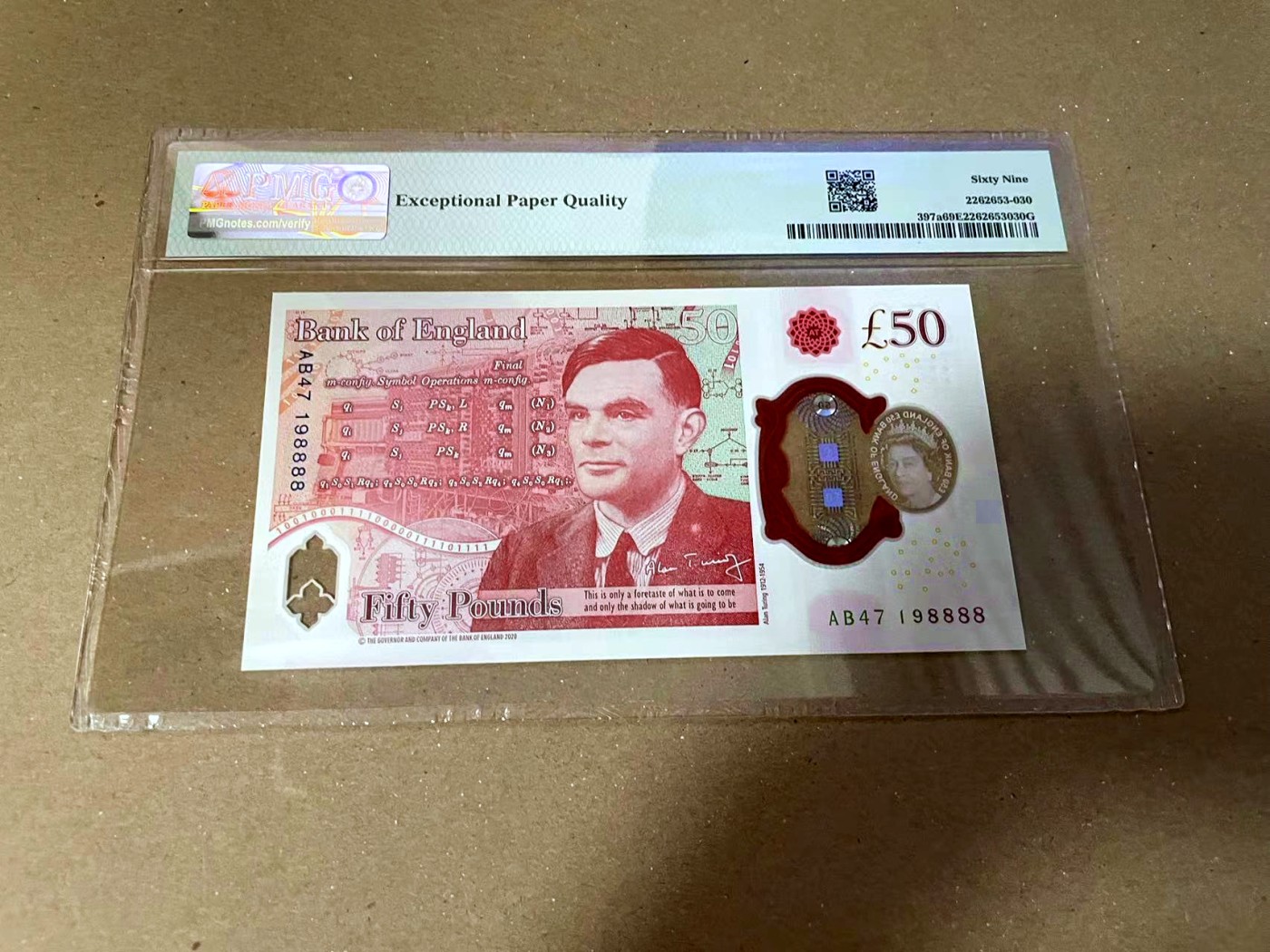 【Blue Auction】✨世界纸币精拍第468期【精】 【198888狮子号 倒置号】英国 2020年50镑 PMG69EPQ 近满分 