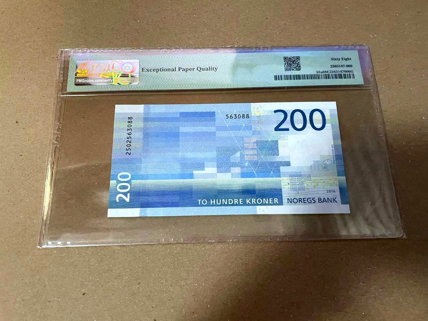 【Blue Auction】✨世界纸币精拍第468期【精】 【88尾无47】挪威 2016年200克朗 PMG68EPQ 超高分