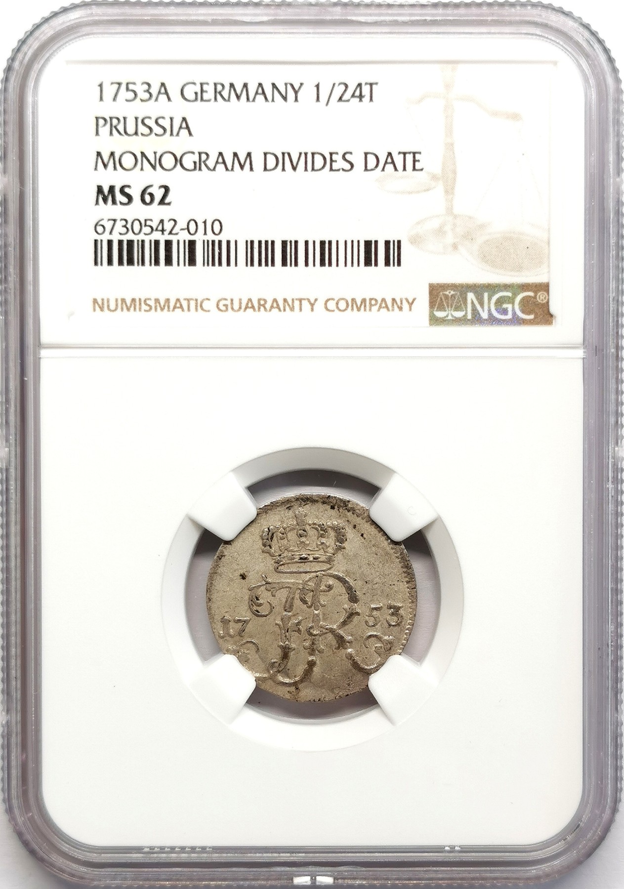 凡希社世界钱币微拍第二百六十七期 1753A普鲁士1/24泰勒NGC-MS62