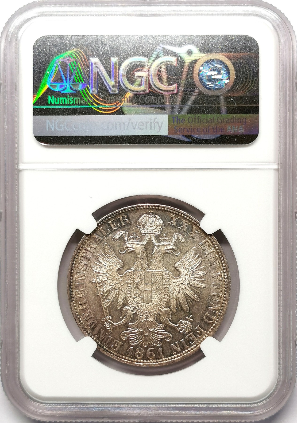 凡希社世界钱币微拍第二百六十七期 1861A奥地利帝国约瑟夫弗朗茨双头鹰泰勒NGC-MS63