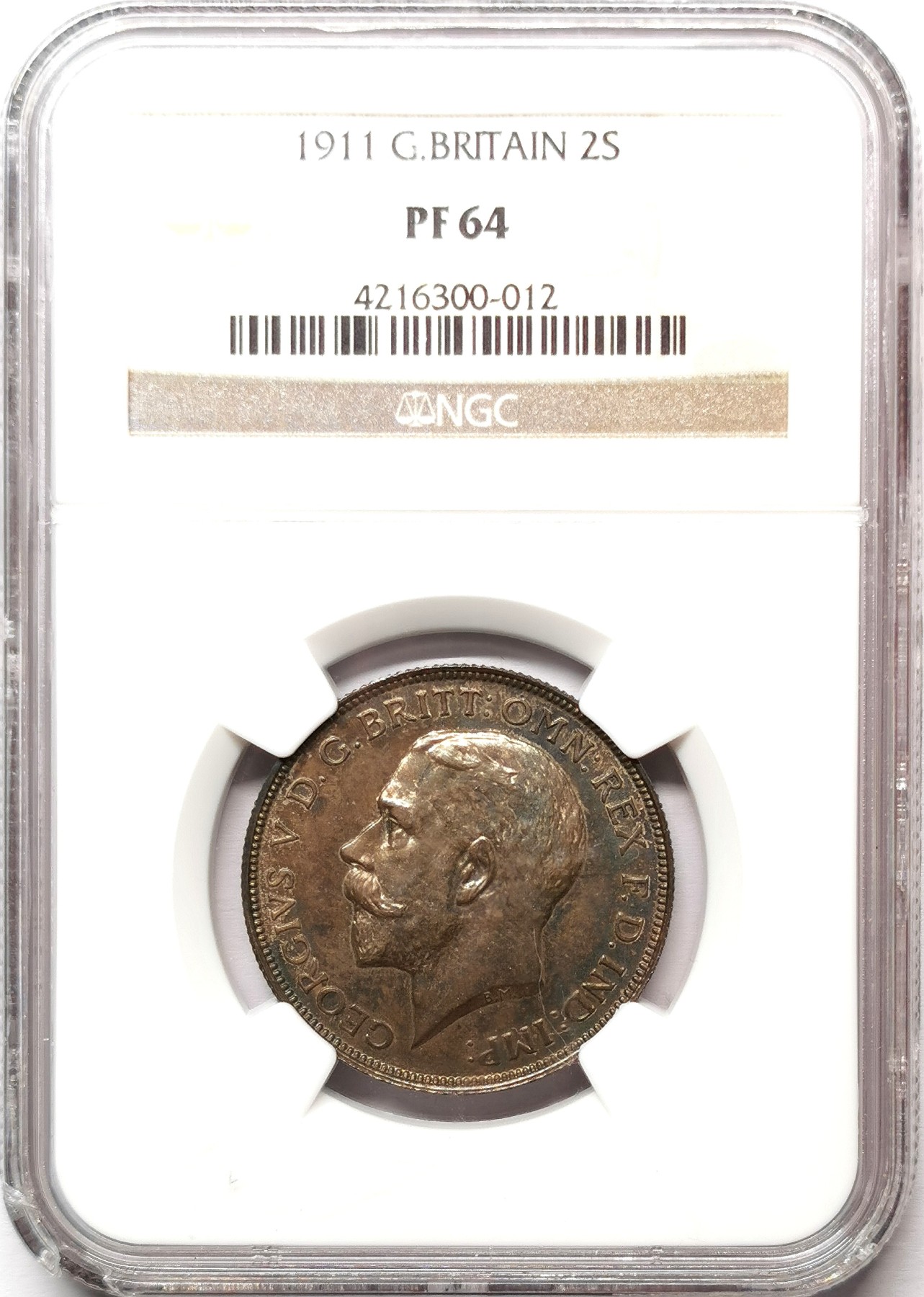 凡希社世界钱币微拍第二百六十七期 1911英国乔五2先令精铸NGC-PF64