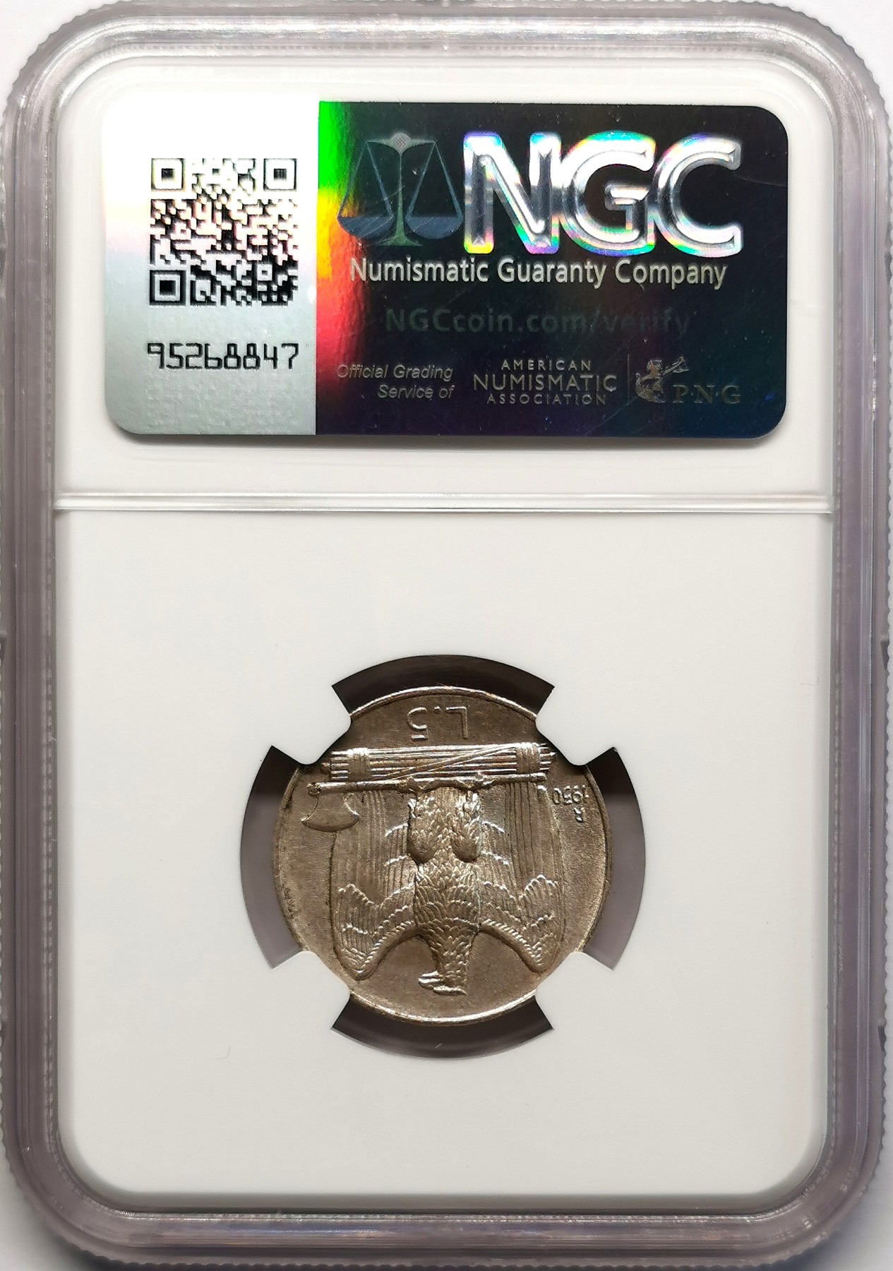 凡希社世界钱币微拍第二百六十七期 1930R意大利5里拉银币NGC-MS62