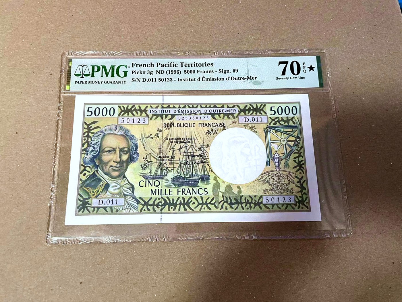 【Blue Auction】✨世界纸币精拍第468期【精】   【冠军分 满分无47】法属太平洋 1996年5000法郎 PMG70EPQ星星 精美 