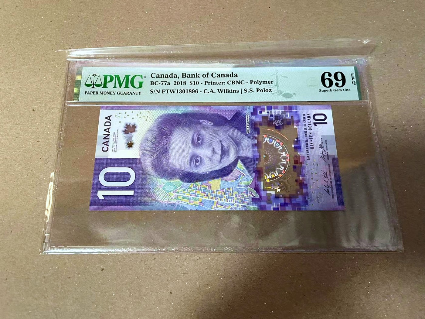 【Blue Auction】✨世界纸币精拍第468期【精】 【FTW首冠 无47 亚军分】加拿大 2018年10元 PMG69EPQ 近满分
